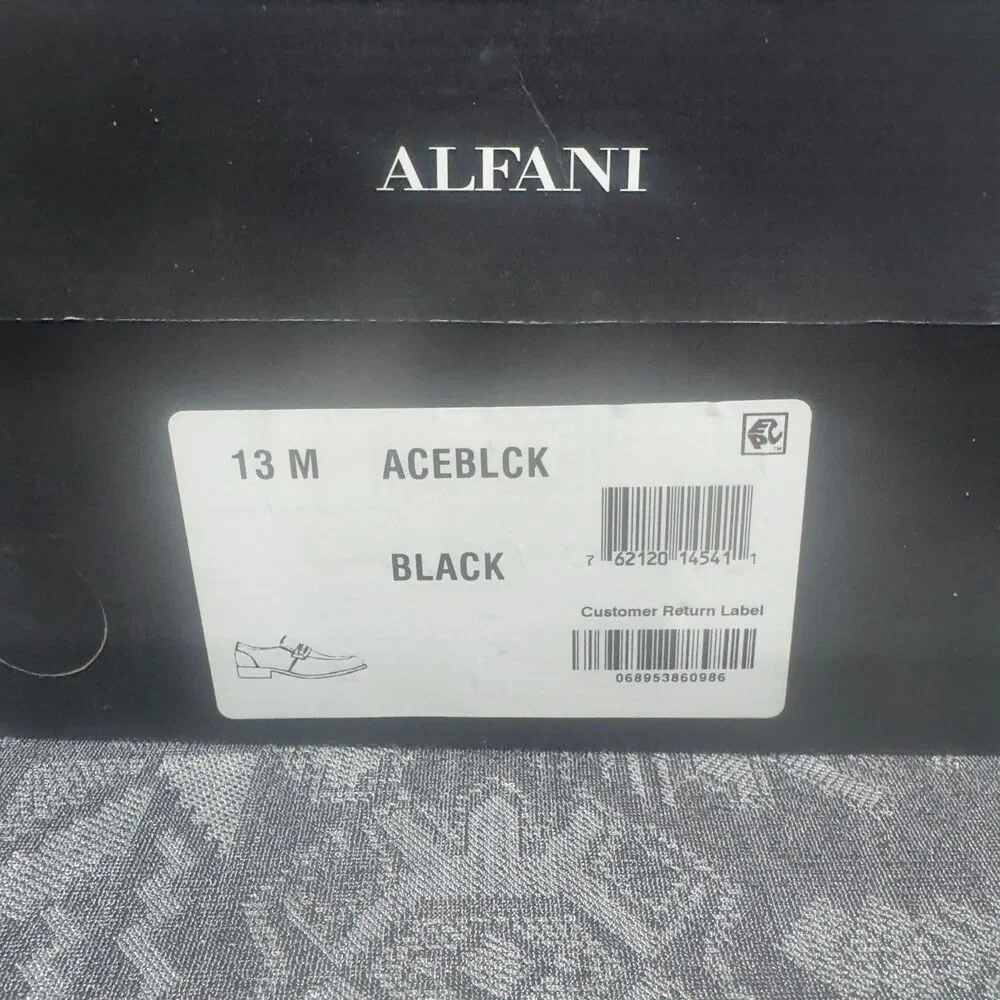 Alfani Ace Mens 13M Black Square Toe Loafers EUC Box Cedar Shoe Trees